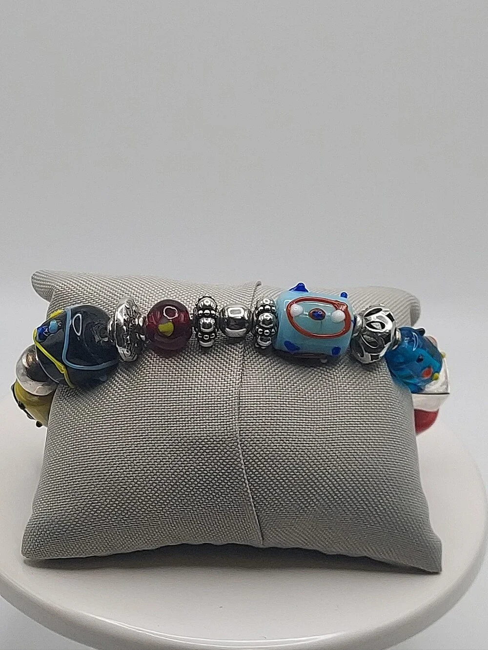 Silpada Retired 925 Cake Glass Beads Vtg Bracelet 7.75